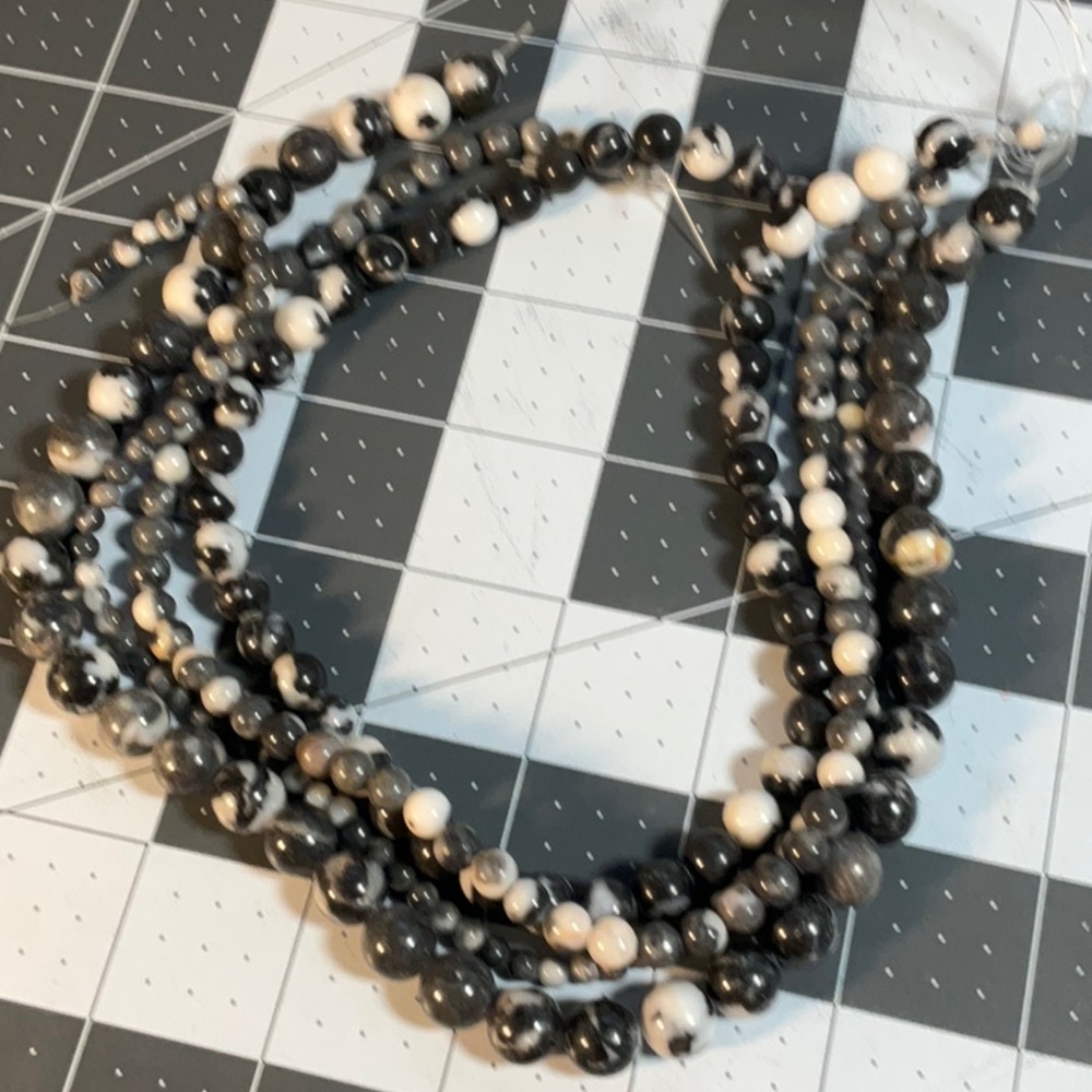 Set Zebra Stone Beads 10/8/6/4mm - Picture 2 of 3